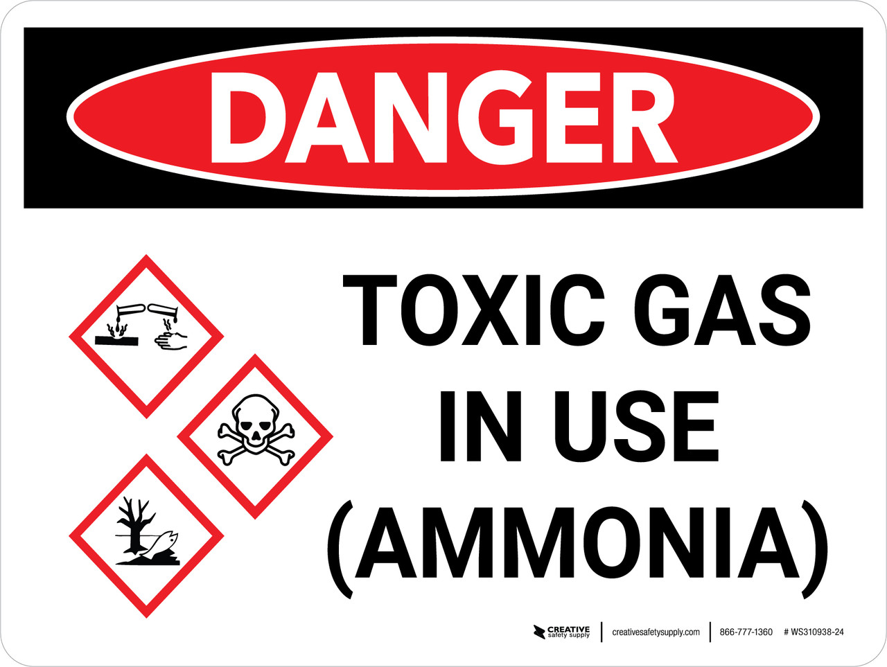 Ammonia hazard warning sign